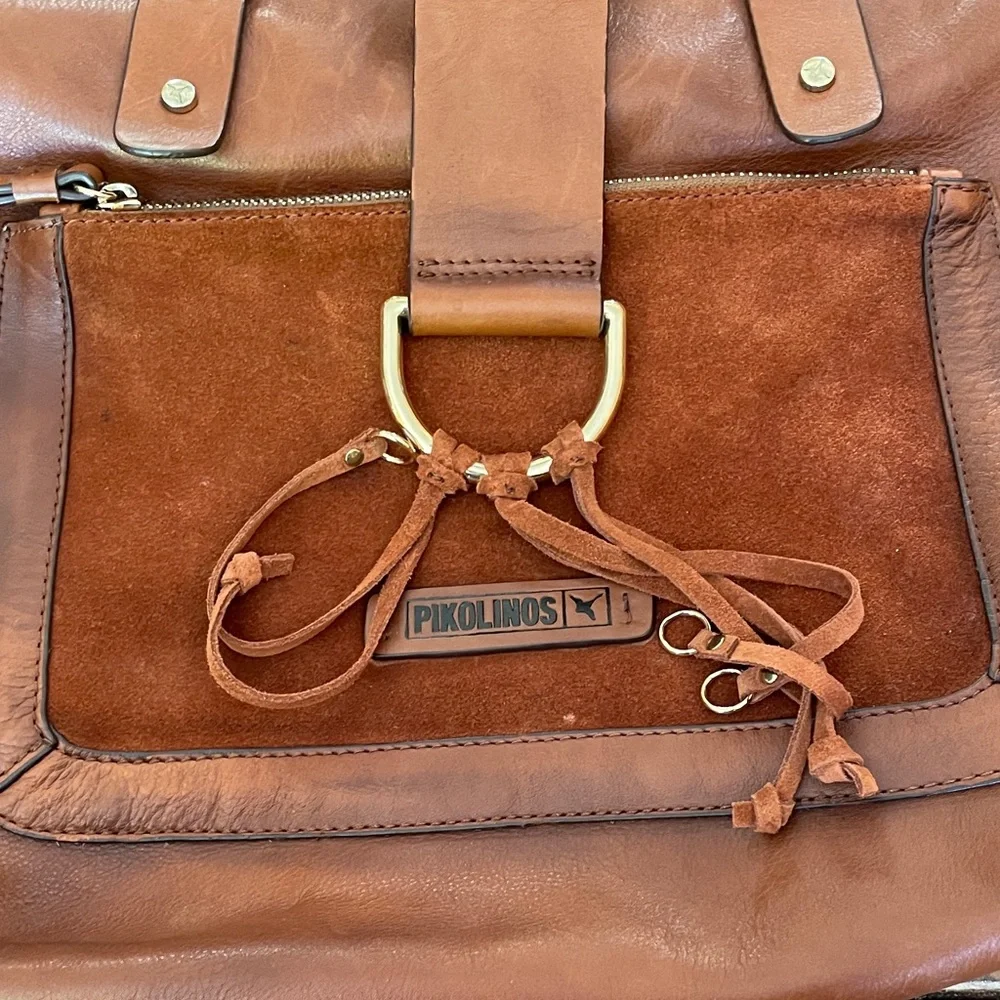 PIKOLINOS Cognac Leather & Suede Tote